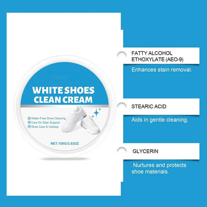 White Shoe Cleaner  Cream  |  Multipurpose  No-Wash Solid  Comes with Sponge