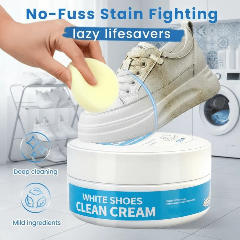 White Shoe Cleaner  Cream  |  Multipurpose  No-Wash Solid  Comes with Sponge