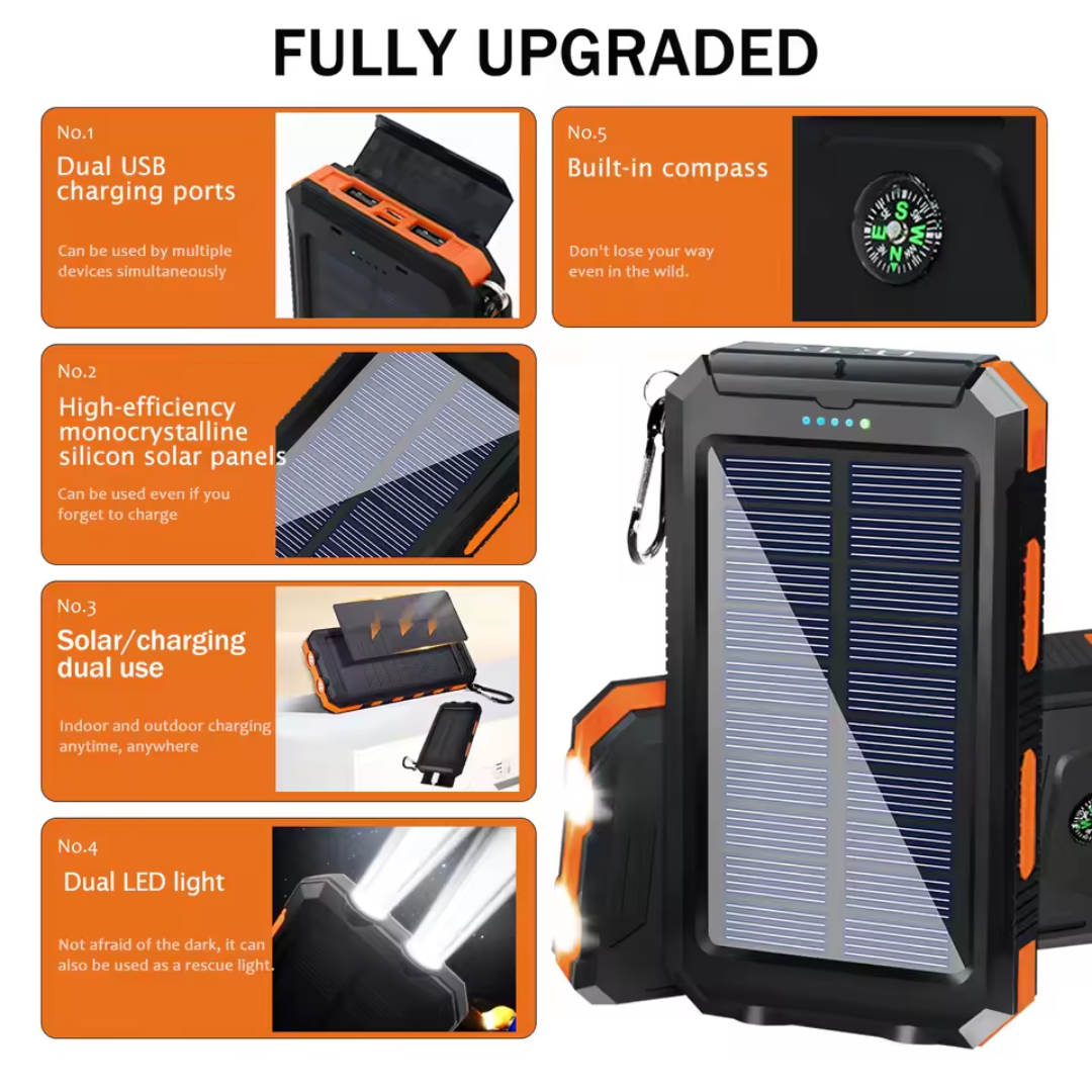 🔥Hot Sale 50% Off 💥Waterproof Solar Power Bank