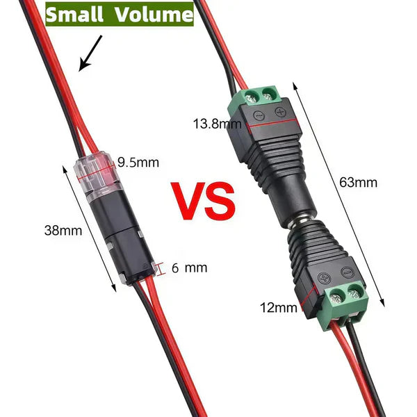 🔥🎄 Christmas Time Limited Offer -🔌2-Pin Solderless Wire Connector – Compact Plug for LED Strips & 18–22 AWG Cables