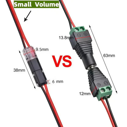 🔥🎄 Christmas Time Limited Offer -🔌2-Pin Solderless Wire Connector – Compact Plug for LED Strips & 18–22 AWG Cables