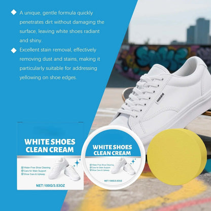 White Shoe Cleaner  Cream  |  Multipurpose  No-Wash Solid  Comes with Sponge