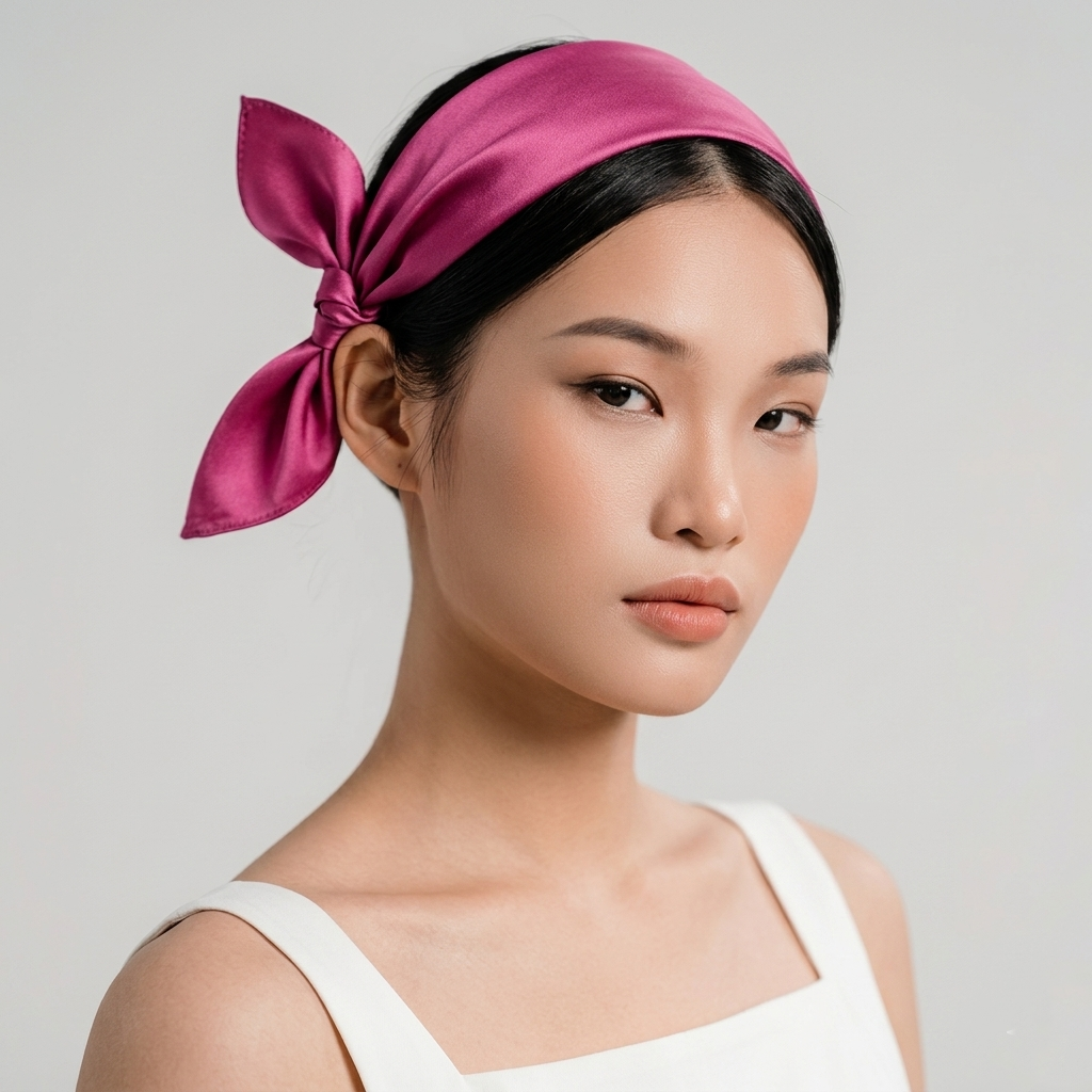 60cm Solid Color Silk Satin Neckerchief – Elegant Hijab Scarf for Women