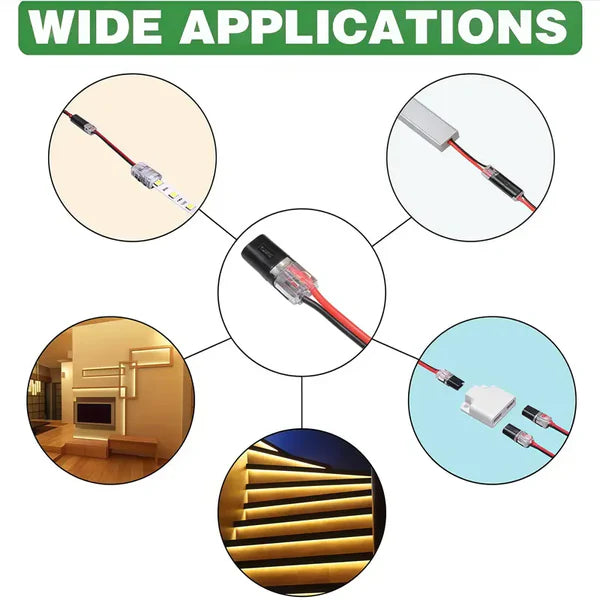 🔥🎄 Christmas Time Limited Offer -🔌2-Pin Solderless Wire Connector – Compact Plug for LED Strips & 18–22 AWG Cables