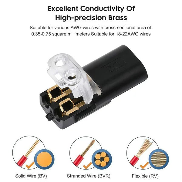 🔥🎄 Christmas Time Limited Offer -🔌2-Pin Solderless Wire Connector – Compact Plug for LED Strips & 18–22 AWG Cables