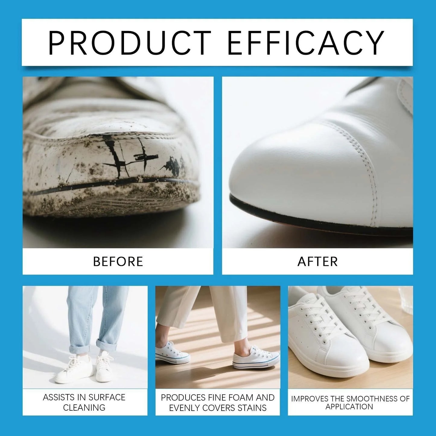 White Shoe Cleaner  Cream  |  Multipurpose  No-Wash Solid  Comes with Sponge