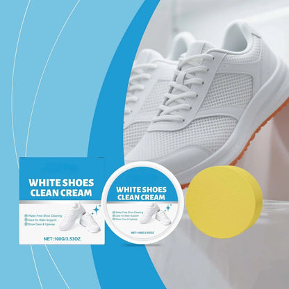 White Shoe Cleaner  Cream  |  Multipurpose  No-Wash Solid  Comes with Sponge
