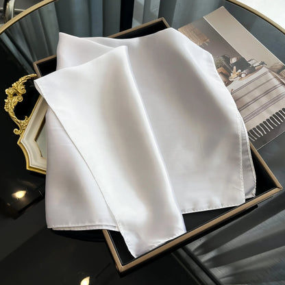 60cm Solid Color Silk Satin Neckerchief – Elegant Hijab Scarf for Women